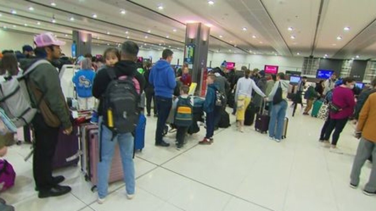 Crowds at Melbourne Airport on Friday where 90,000 are expected. Picture: 9News