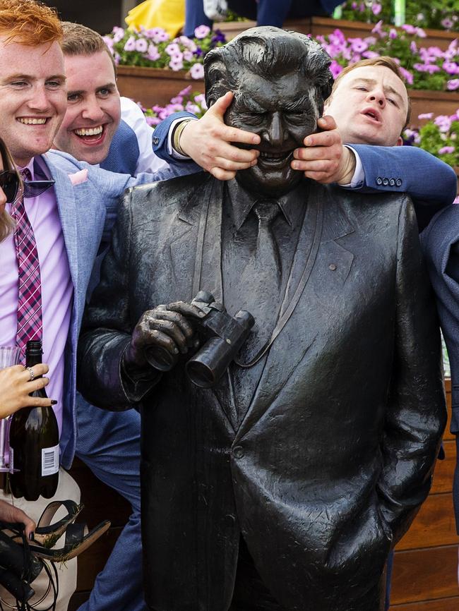 … drunken strangers pulling on his cheeks like a plastic surgeon prepping him for a face lift. Picture: Jenny Evans/Getty Images