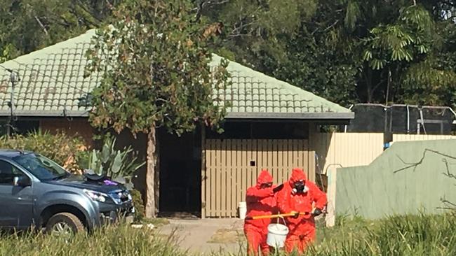 Police clean up a house in Marsden in May last year. They closed off the street after discovering an active “one pot” methamphetamine laboratory.