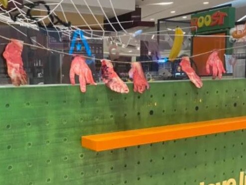 A Boost Juice store has sparked outrage online after it displayed “appalling” Halloween decorations