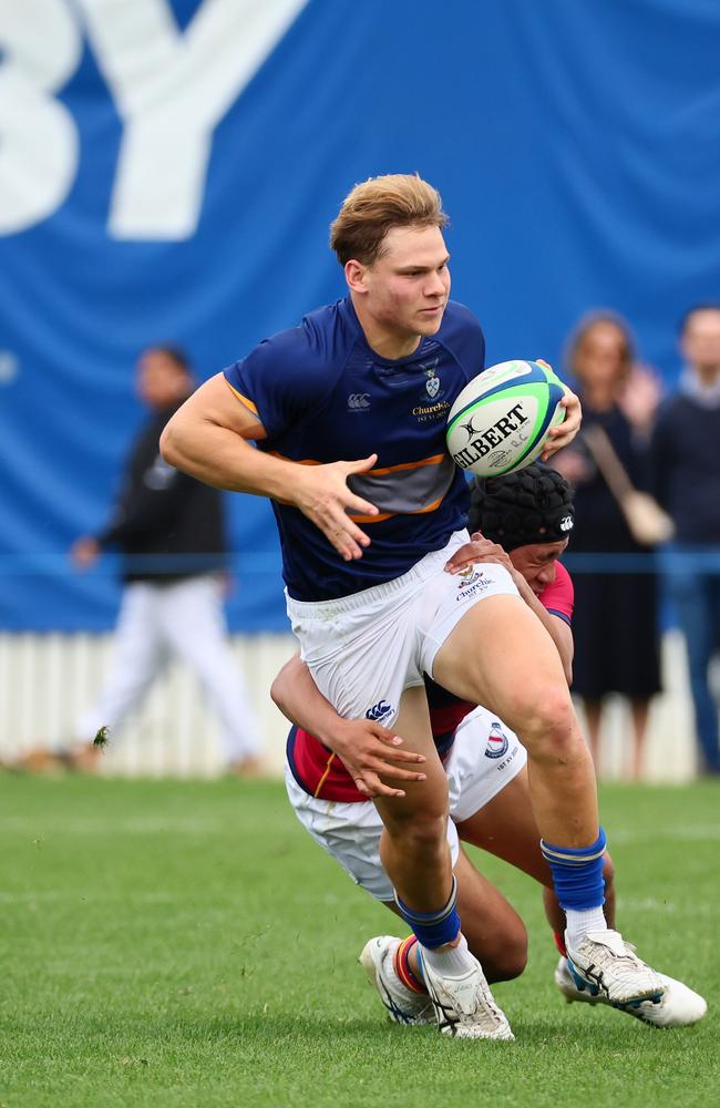 Frankie Goldsbrough in rugby round 1of the 2023 GPS First XV rugby season. Picture: Tertius Pickard