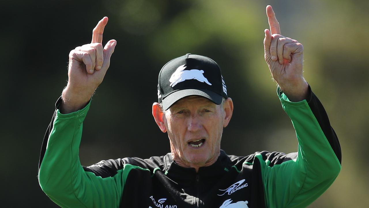 SYDNEY, AUSTRALIA - MARCH 15: Rabbitohs head coach Wayne Bennett looks on during a South Sydney Rabbitohs NRL training session at Redfern Oval on March 15, 2021 in Sydney, Australia. (Photo by Matt King/Getty Images)