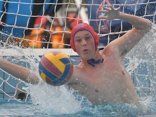 Queensland Country Waterpolo Championships at Northern Beaches Leisure Centre. Mens Townsville against Sunshine Coast. Sunshine's Liam Hague. Picture: Evan Morgan