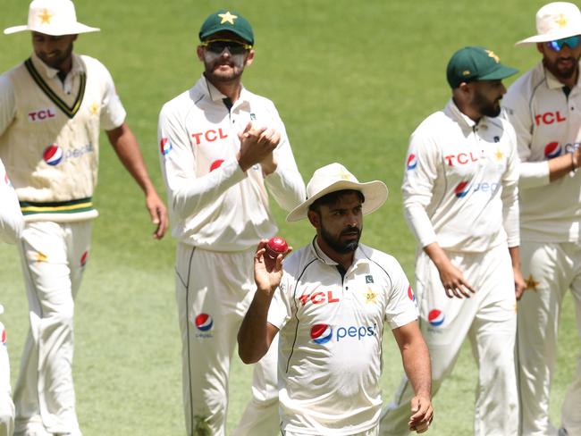 Aamer Jamal of Pakistan acknowledges to the crowd after taking six wickets. Picture: Paul Kane/Getty Images