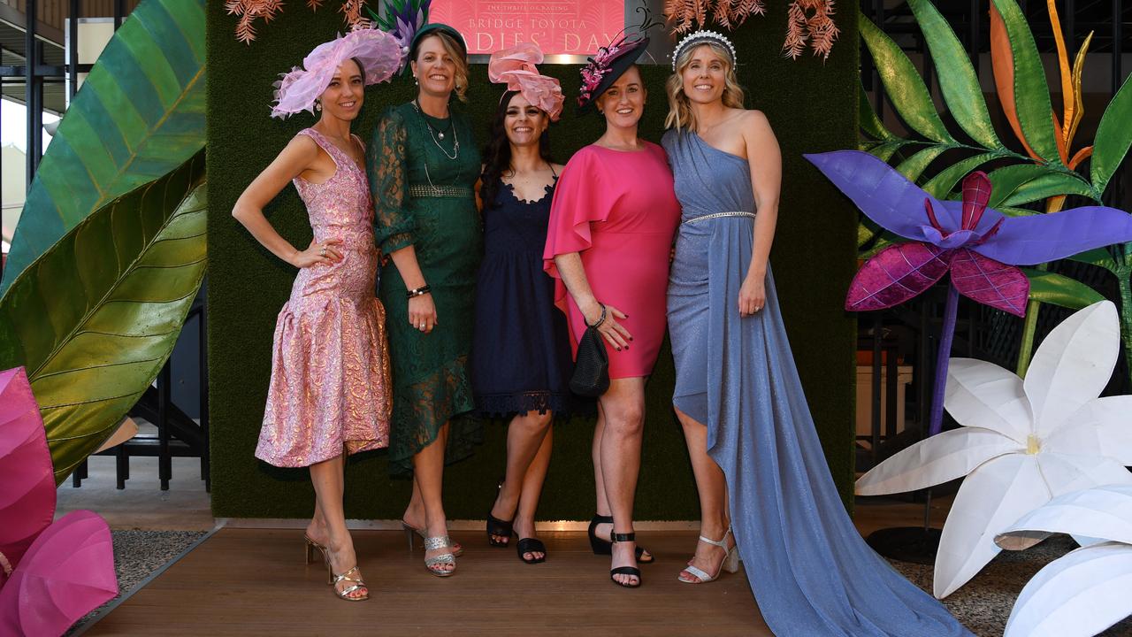 Tatiana Hoffmann, Lisa Dewsbury, Chris Watt, Jacqui Copley, Michelle Coleman at Darwin Ladies Day. Picture: (A)manda Parkinson