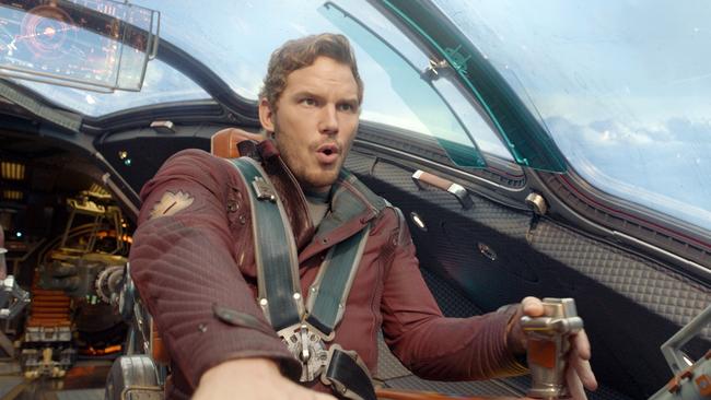 This image released by Disney - Marvel shows Chris Pratt in a scene from "Guardians of the Galaxy." The movie releases on Friday, Aug. 1, 2014. (AP Photo/Disney - Marvel)