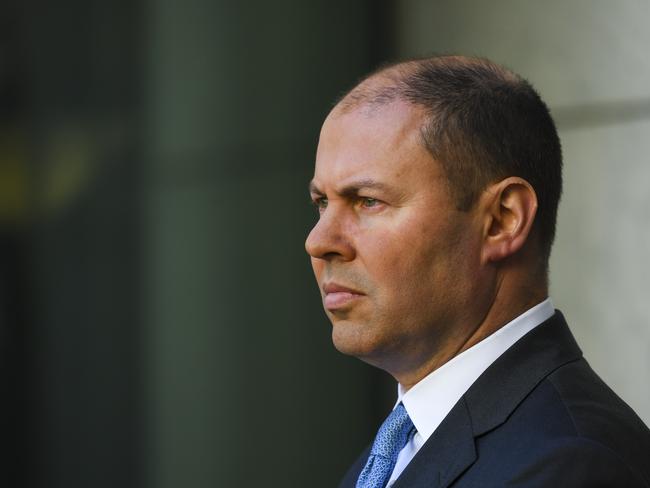 Australian Treasurer Josh Frydenberg speaks during a press conference at Parliament House in Canberra, Thursday, June 18, 2020. (AAP Image/Lukas Coch) NO ARCHIVING