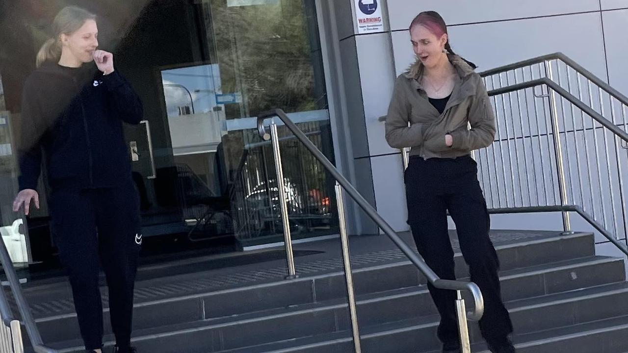 Lilly Jade Barratt-Coates and Ruby Rose Barratt-Coates leave Kingaroy Magistrates Court.