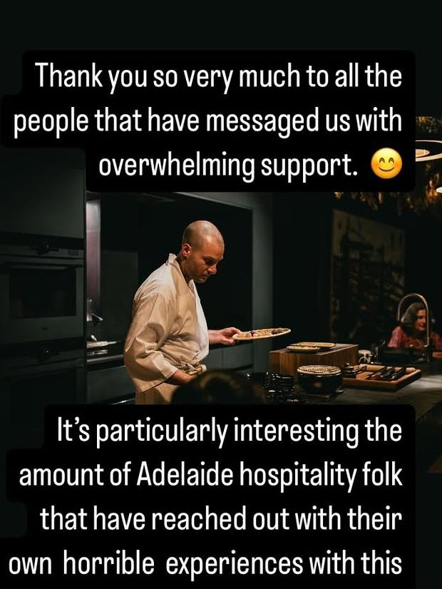 Wood later apologised in a statement to The Advertiser, admitting the restaurant had served “excellent food in a unique location”. Picture: Supplied