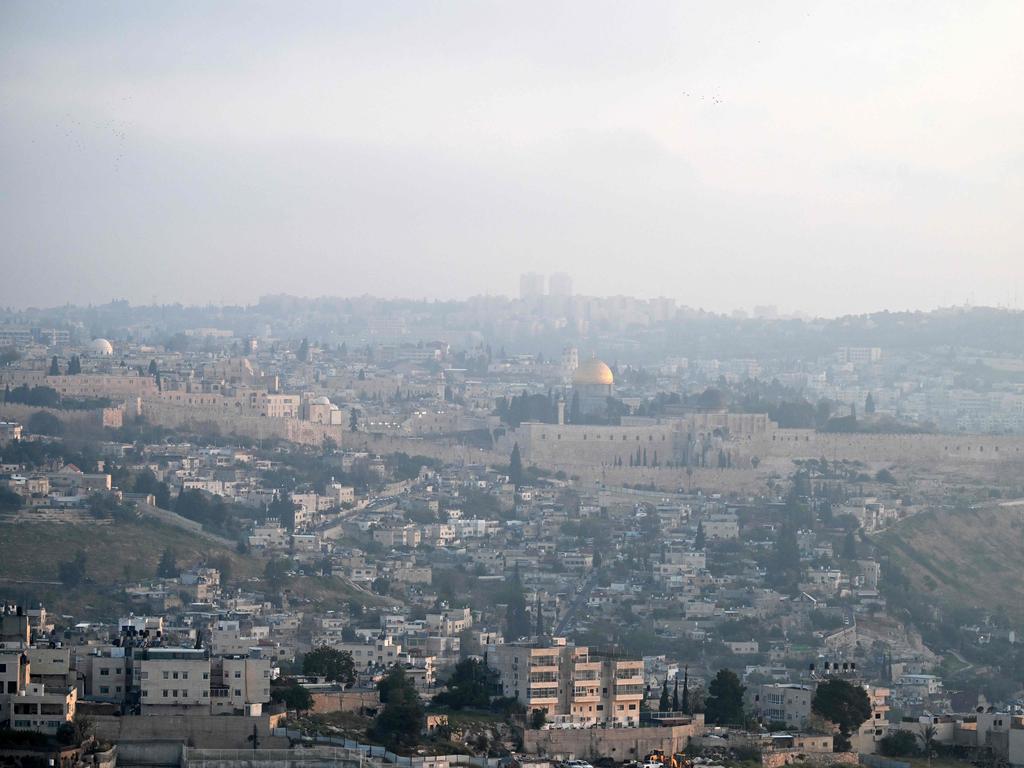 Jerusalem's Old City at dawn, after Iran launched more than 200 drones and missiles on Israel in an unprecedented attack. Picture: AFP