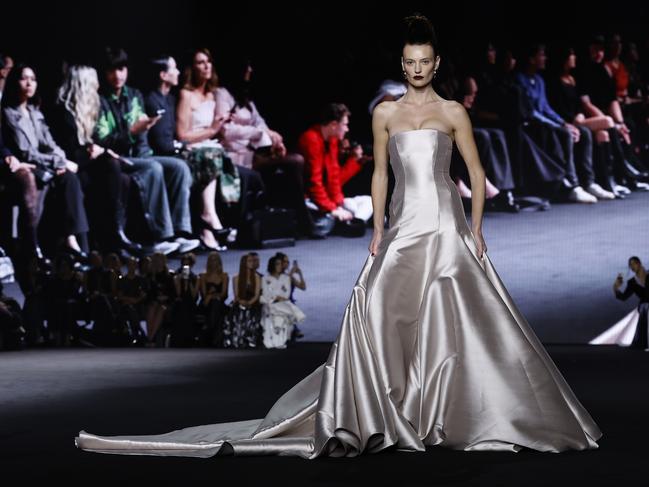 Glorious gowns! Montana Cox walks the runway during the MARIAM SEDDIQ show at Australian Fashion Week 2025 at Carriageworks on May 15, 2025 in Sydney, Australia. (Photo by Brendon Thorne/Getty Images)