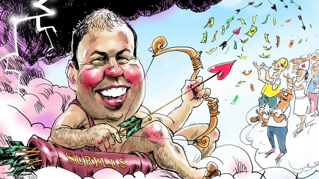 Josh Frydenberg declared the election would be a contest over who could be trusted to deliver tax cuts and keep the economy humming. Cartoon: Johannes Leak