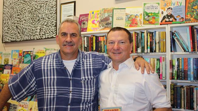 Federal Member for Moreton Graham Perrett MP and Annerley Community Bookshop volunteer Paul Hodges is closing this weekend. Photo: Facebook