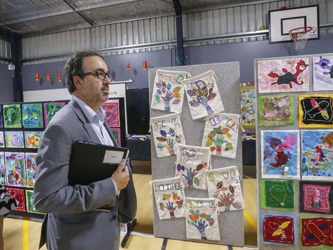 Keysborough MP Martin Pakula attended the run-down school’s art and book fair.