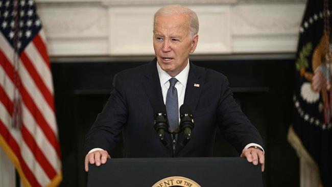 US President Joe Biden talks about the Gaza war road map at the White House. Picture: AFP