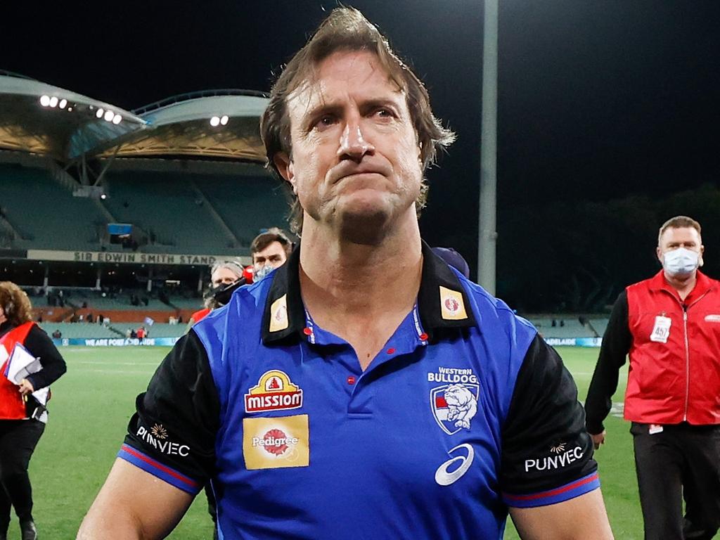 Luke Beveridge unleashed at Treloar’s critics. Picture: Michael Willson/AFL Photos via Getty Images