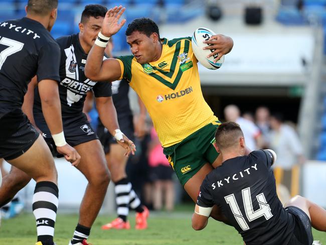 Tevita Pangai Junior in action for the Junior Kangaroos. Picture: Adam Head