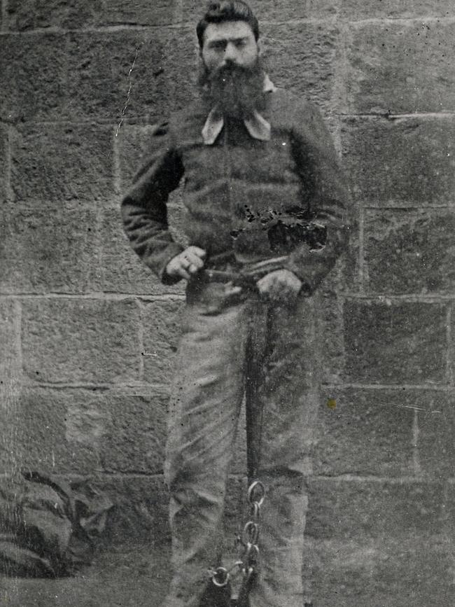 Ned Kelly in chains at Old Melbourne Gaol. Picture: State Library of Victoria