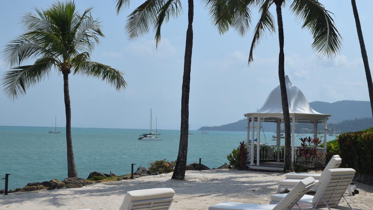 The beach at the newly-renovated Coral Sea Marina Resort Hotel.