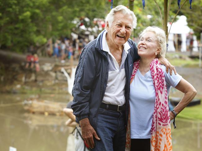 Bob Hawke and wife Blanche d'Alpuget at the 2019 Woodford folk festival.