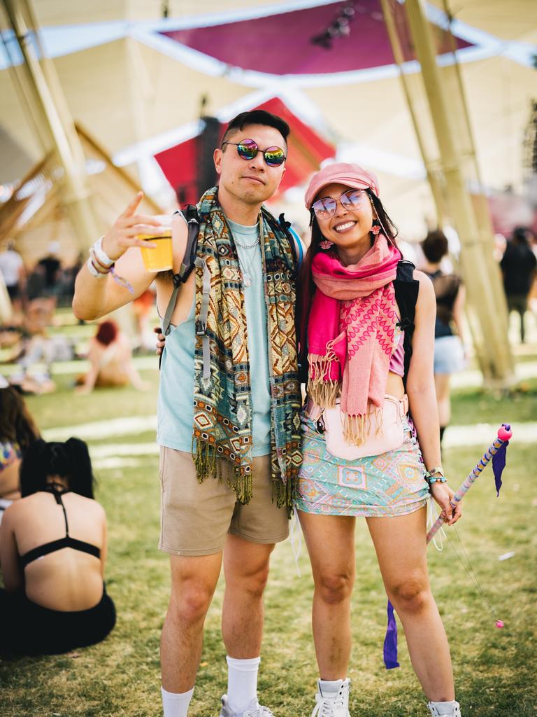 Another duo stood out due to their scarfs. Picture: Matt Winkelmeyer/Getty Images for Coachella