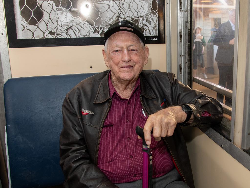 Clive Berghofer on the "Pride of Toowoomba" steam train as it left the Drayton platform for its inaugural journey from Drayton to Wyreema. Saturday May 18th, 2024 Picture: Bev Lacey