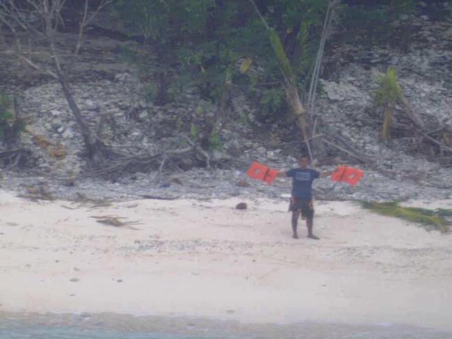 The men were rescued after three days on the long-uninhabited island. Picture: US Coast Guard Hawaii Pacific/Facebook