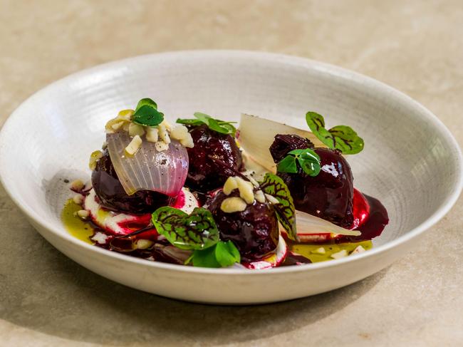 Beetroot and smoked macadamia cream. Picture: Wes Nel Photography