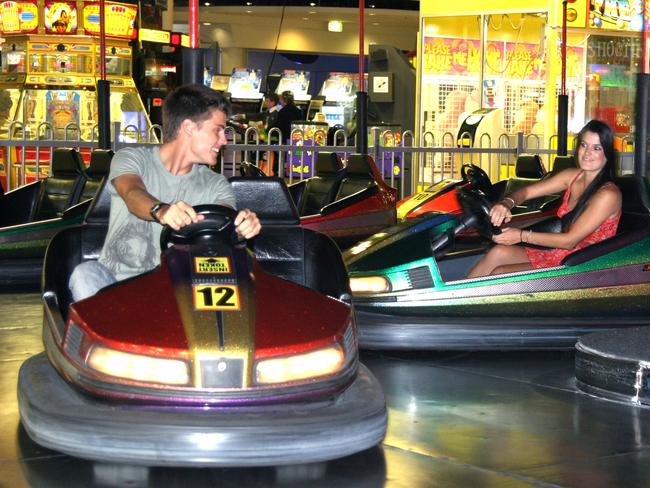 Enjoying the dodgems at Timezone.