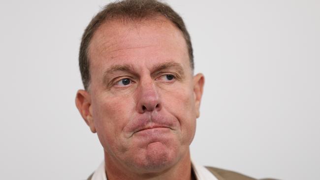 Former Matildas coach Alen Stajcic during a press conference today. Picture: Brett Costello