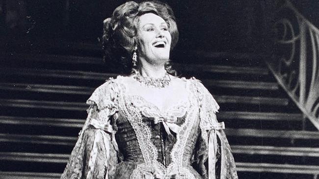 Dame Joan Sutherland in a scene from The Merry Widow in 1988. Image supplied by Opera Australia.