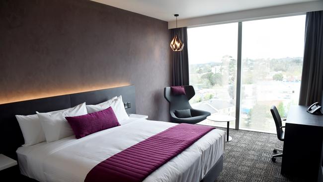 One of the rooms high above Ringwood at Sage Hotel. Picture: Steve Tanner.