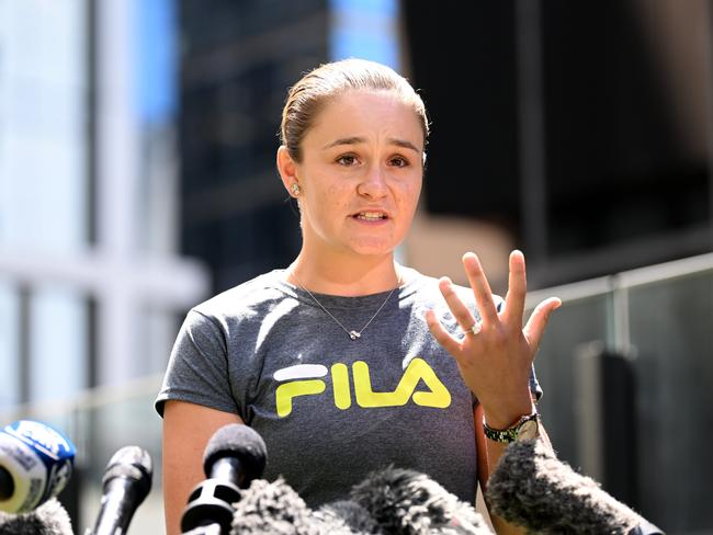 BRISBANE, AUSTRALIA - NewsWire Photos - MARCH 24, 2022.World number one tennis player Ash Barty speaks during a press conference to announce her retirement from the sport, at the Westin Hotel in Brisbane.Picture: NCA NewsWire / Dan Peled