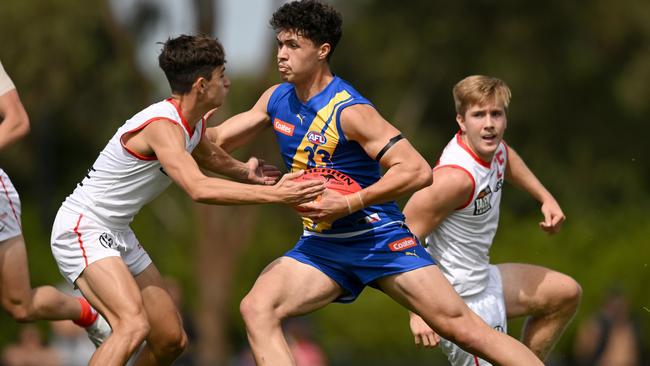 Keighton Matofai-Forbes in action for the Western Jets. Photo: Morgan Hancock/AFL Photos via Getty Images.