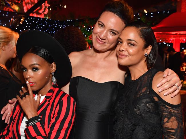 Janelle Monae, Lisa Joy and Tessa Thompson attend the HBO’s Official 2017 Emmy After Party. Picture: Jeff Kravitz/FilmMagic