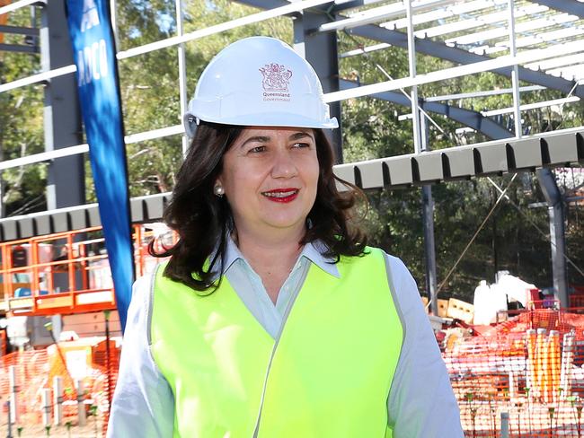 Queensland Premier Annastacia Palaszczuk tours the Indooroopilly State High School multipurpose shelter construction site, Brisbane. Photographer: Liam Kidston.