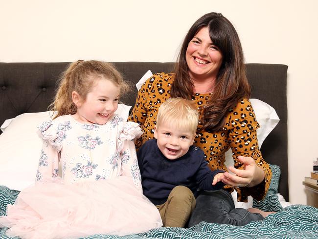 Sam Payne with her children Georgie, 5, and Johnny, 1, co-founded the Pink Elephants Support Network after suffering two miscarriages. Picture: Tim Hunter