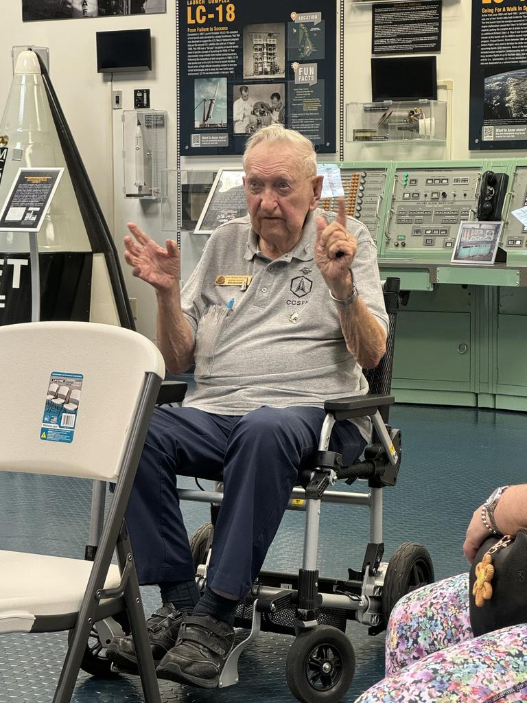 Bob Graveline, 97, a former space worker from the Sands Space History Centre, was a delight. Picture: News.com.au / Jasmine Kazlauskas