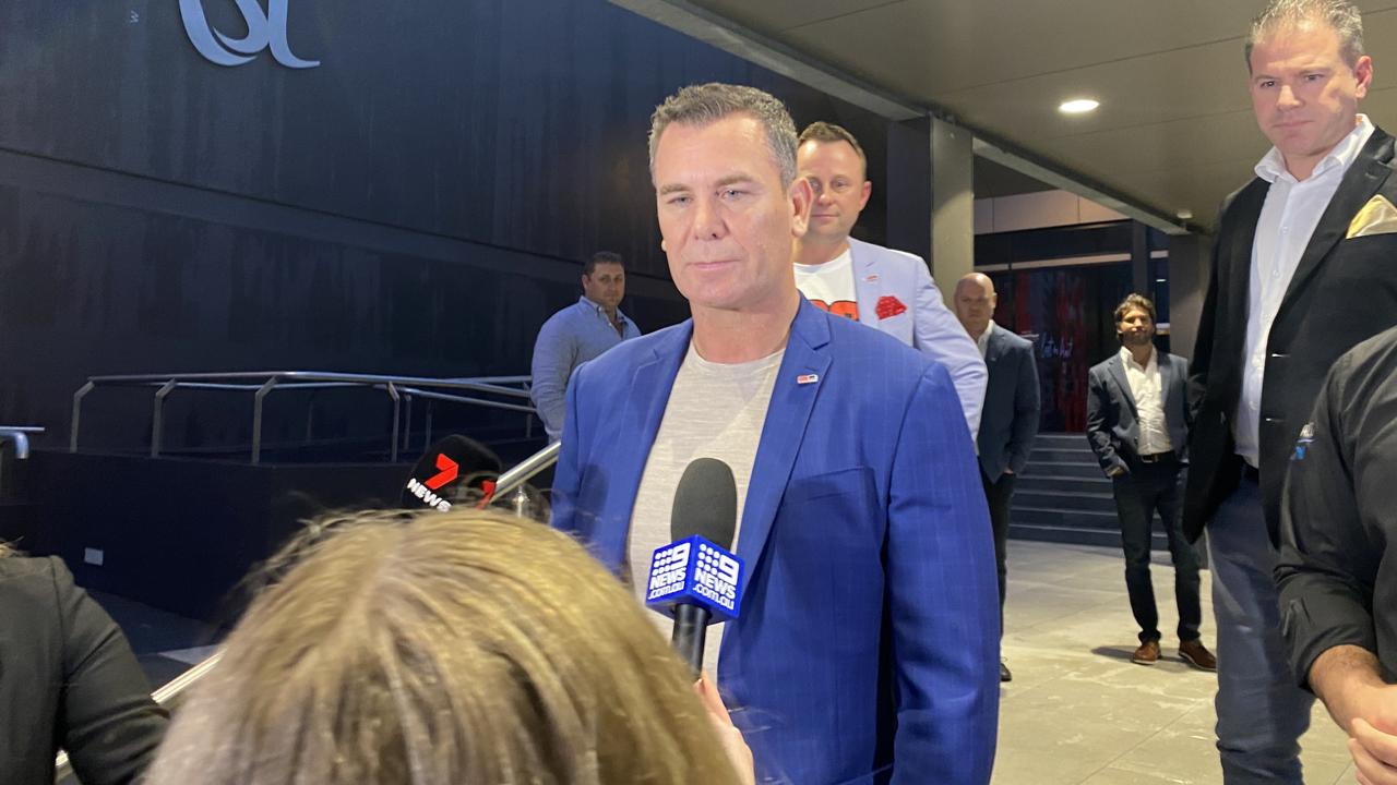 Former AFL great Wayne Carey has broken his silence at Wagga Wagga RSL after he was allegedly caught with a bag of white powder at the Crown Casino in Perth. Picture: Catie McLeod