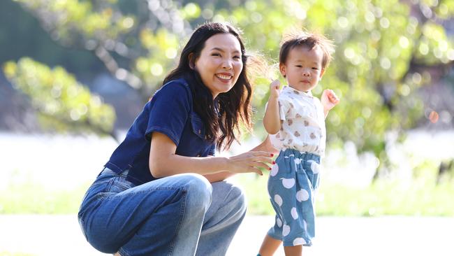 Dami Im with her son Harrison. Picture: Lachie Millard