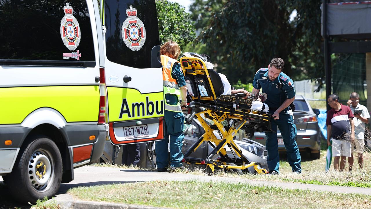 Three occupants from a car were treat at the scene by paramedics before being transported to hospital with minor injuries, after their vehicle collided with a cane train on Thursday morning, October 17. Picture: Brendan Radke