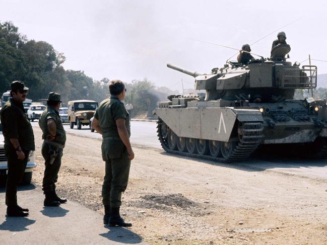 Israeli tanks on the Syrian front during the 1973 Arab-Israeli War, a few kilometres from Damascus on October 14, 1973. Picture: AFP