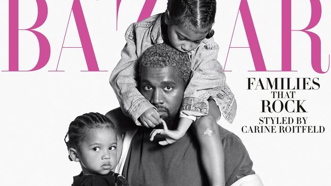 Saint West, Kanye West and North West on the September subscriber cover of Harper's Bazaar magazine. Picture: Mario Sorrenti/Harper's Bazaar