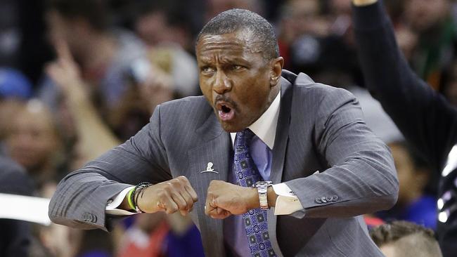 Toronto Raptors coach Dwane Casey was understandably excited as his team beat Detroit.