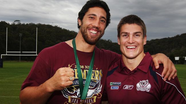 2008 Clive Churchill Medal winner Brent Kite with Matt Ballin.