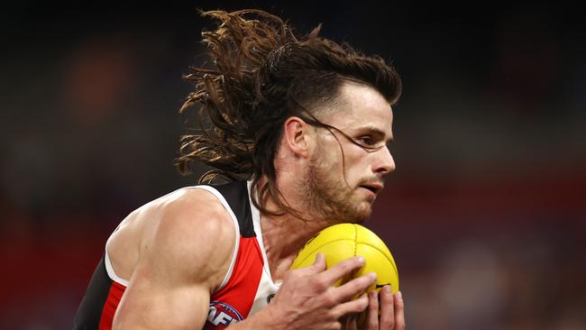 Jack Sinclair’s career-best season was rewarded with his first Trevor Barker Medal as St Kilda’s club champion. Picture: Michael Klein