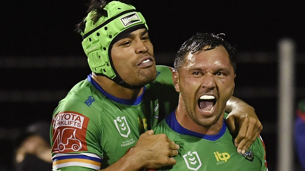 Jordan Rapana (right) won’t miss any NRL games if he takes the early guilty plea. Picture: Ian Hitchcock / Getty Images