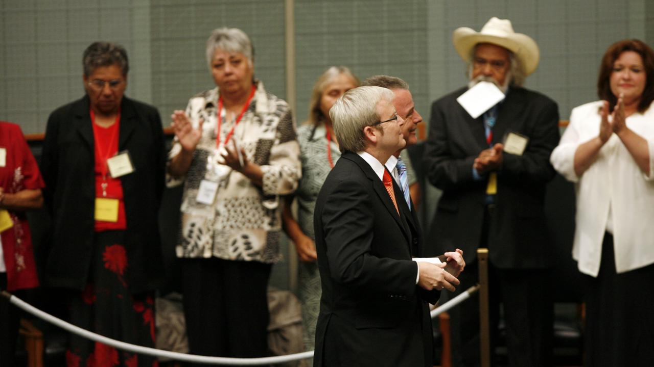 Former prime minister Kevin Rudd delivered the apology on February 13, 2008. Picture: AAP Image/Stefan Postles)