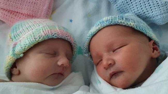 Twins Millie and Buster Dickson were born at the Sunshine Coast University Hospital in January.