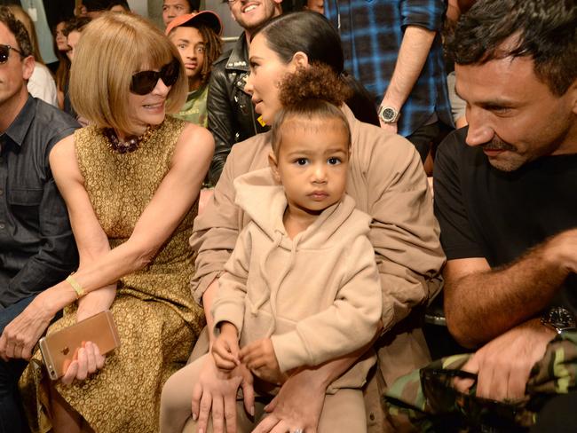 Anna Wintour, Kim Kardashian West and North West attend Kanye West Yeezy Season 2 during New York Fashion Week. Picture: Getty